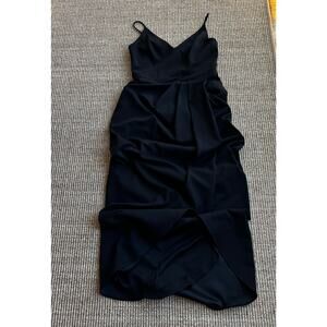 BHLDN Lyra V-Neck Cocktail Dress — Black, Size 8